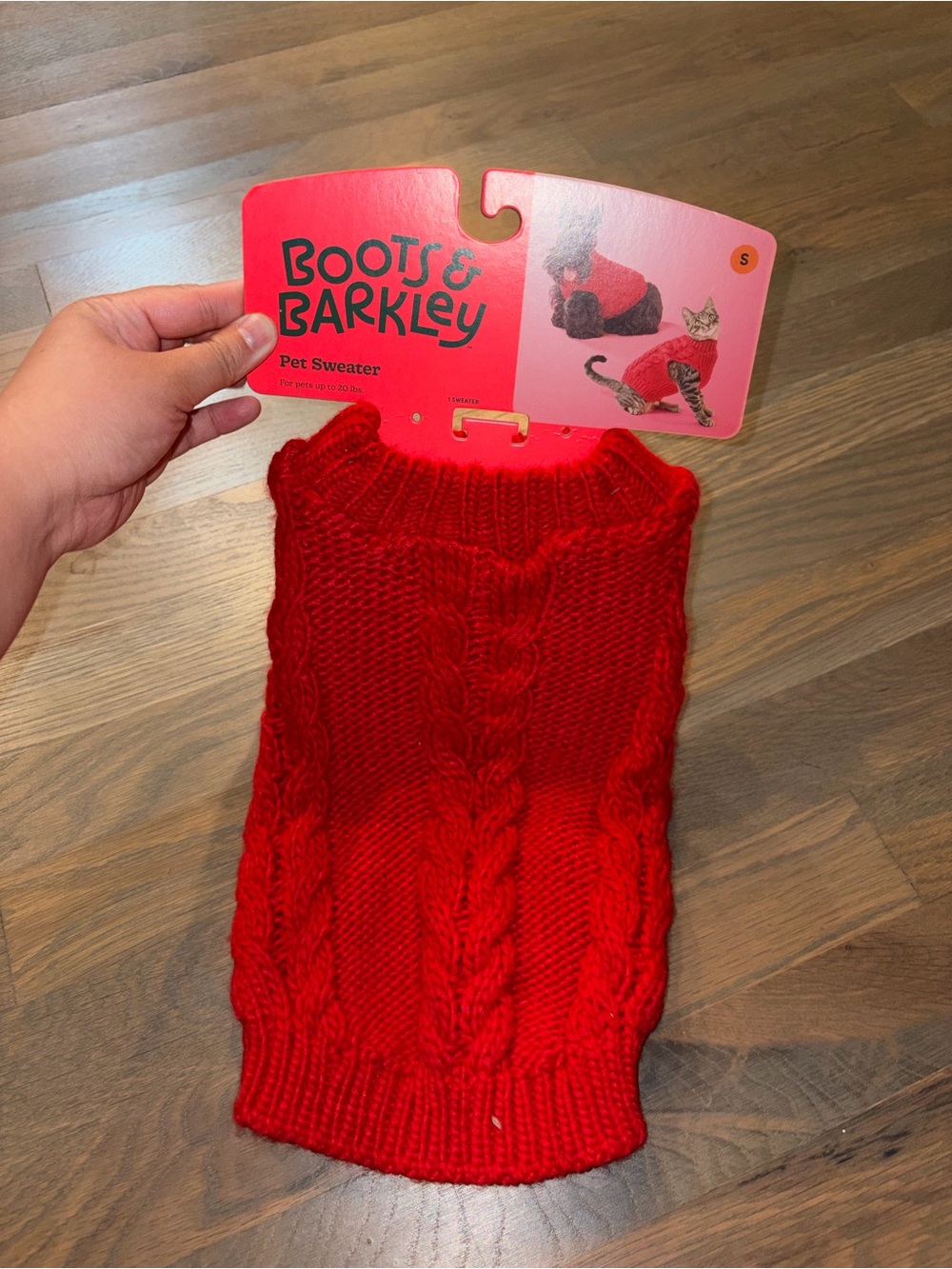 NWT Boots & Barkley Red Cable Knit Pet Sweater Size Small